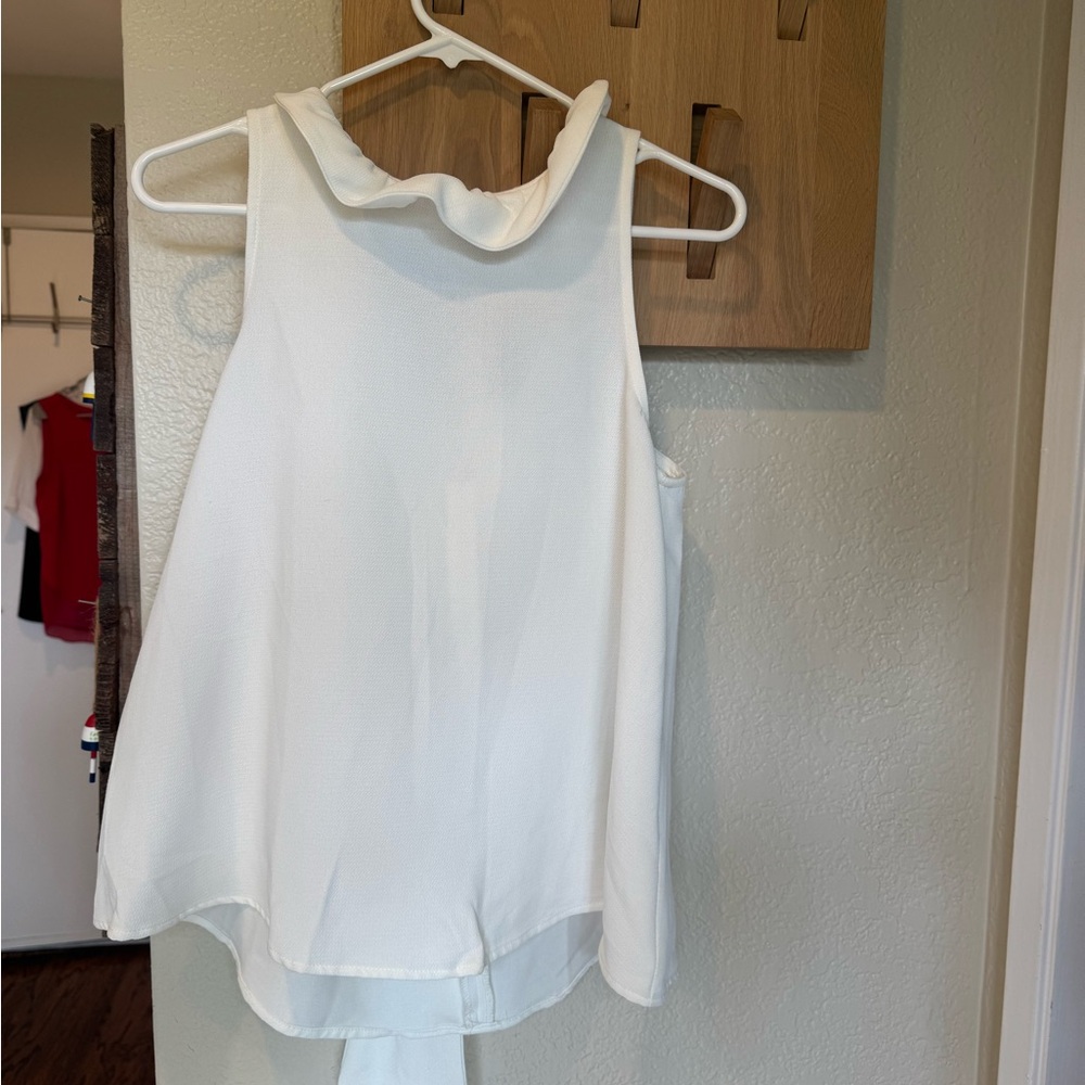 White Ruffle Neck Top - Picture 3 of 6